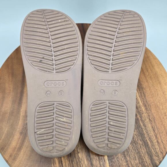 Crocs Sandals Womens 9 Taupe Groove Thong Slip On Platform Comfort Flip Flops - Picture 6 of 8